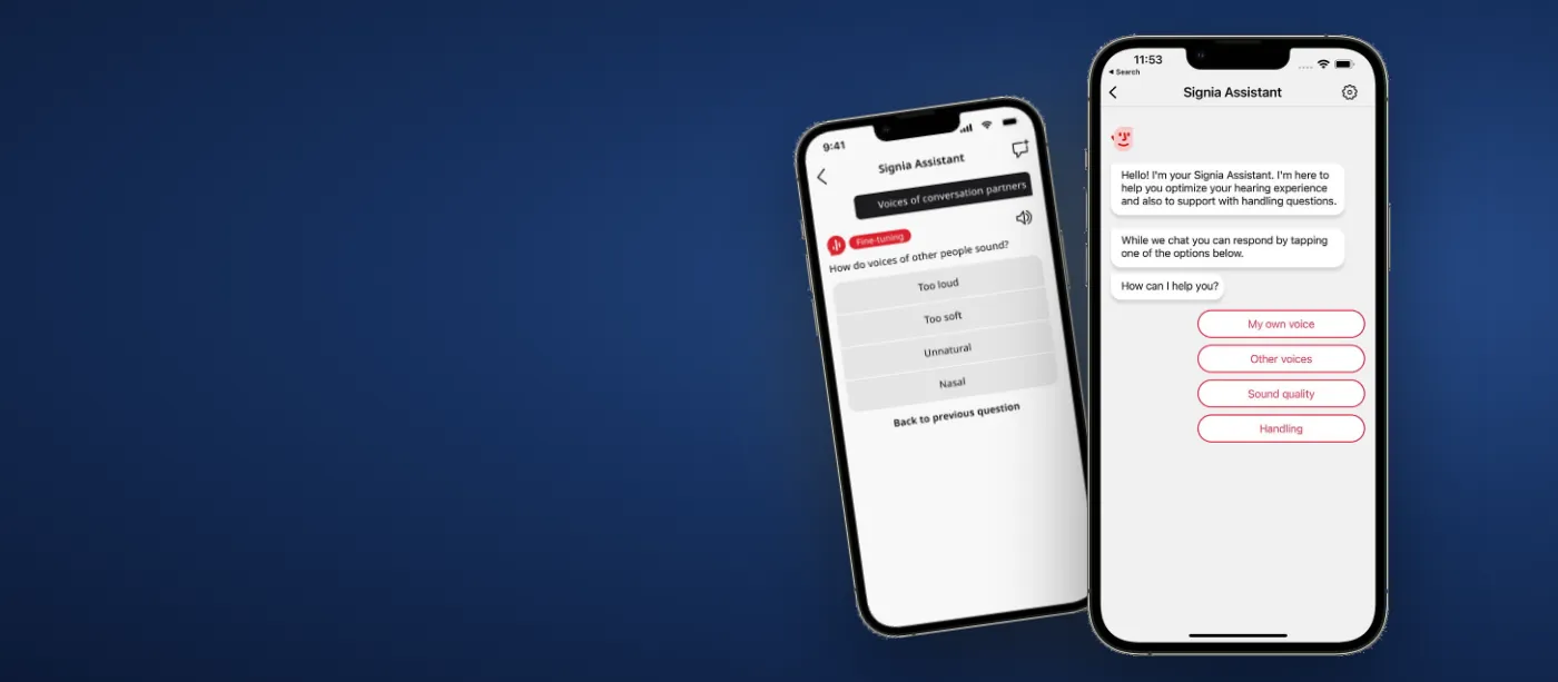 Signia One app and the Signia Assistant on a smartphone